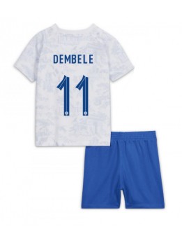 Billige Frankrike Ousmane Dembele #11 Bortedraktsett Barn VM 2022 Kortermet (+ Korte bukser)
